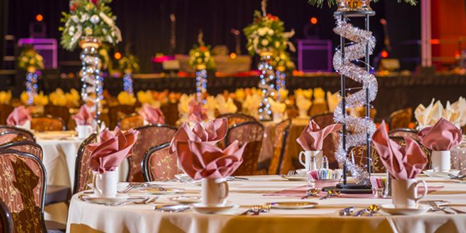 Photo of elegant party decorations and tables at the Event Center at Seneca Allegany Resort & Casino